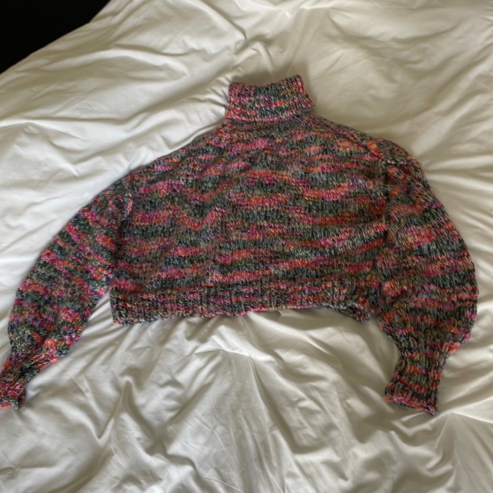 Colorful turtle neck knitted sweater